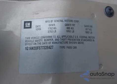 2007 Chevrolet Cobalt Ls from USA, damaged, VIN 1G1AK55F877228427